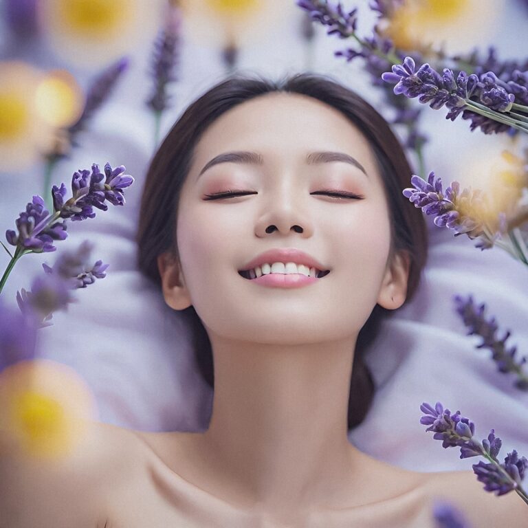 woman oil aromatherapy massage lavender spa concept