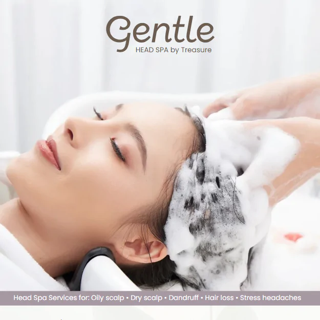 Head spa treatment at Gentle Head Spa by Treasure Bangkok with scalp massage and deep cleansing